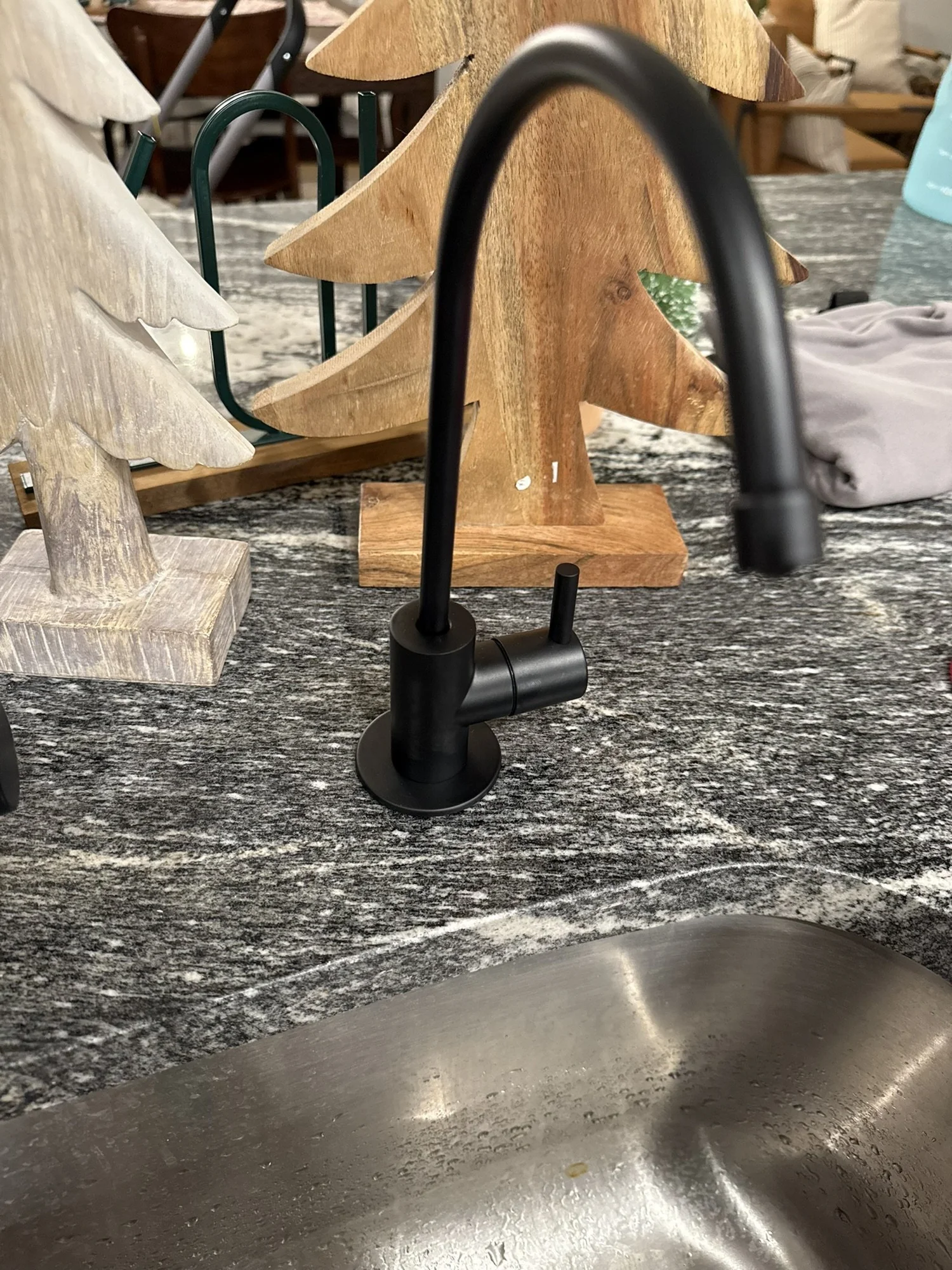 Reverse osmosis faucet installed in a stone counter